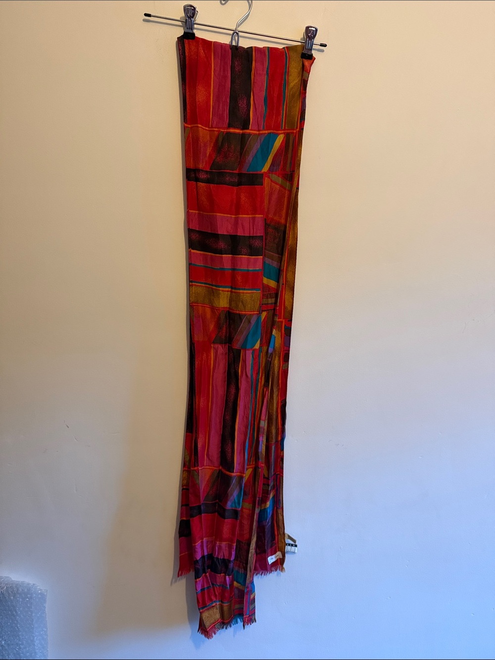 Silk scarf -Red Pink Accent